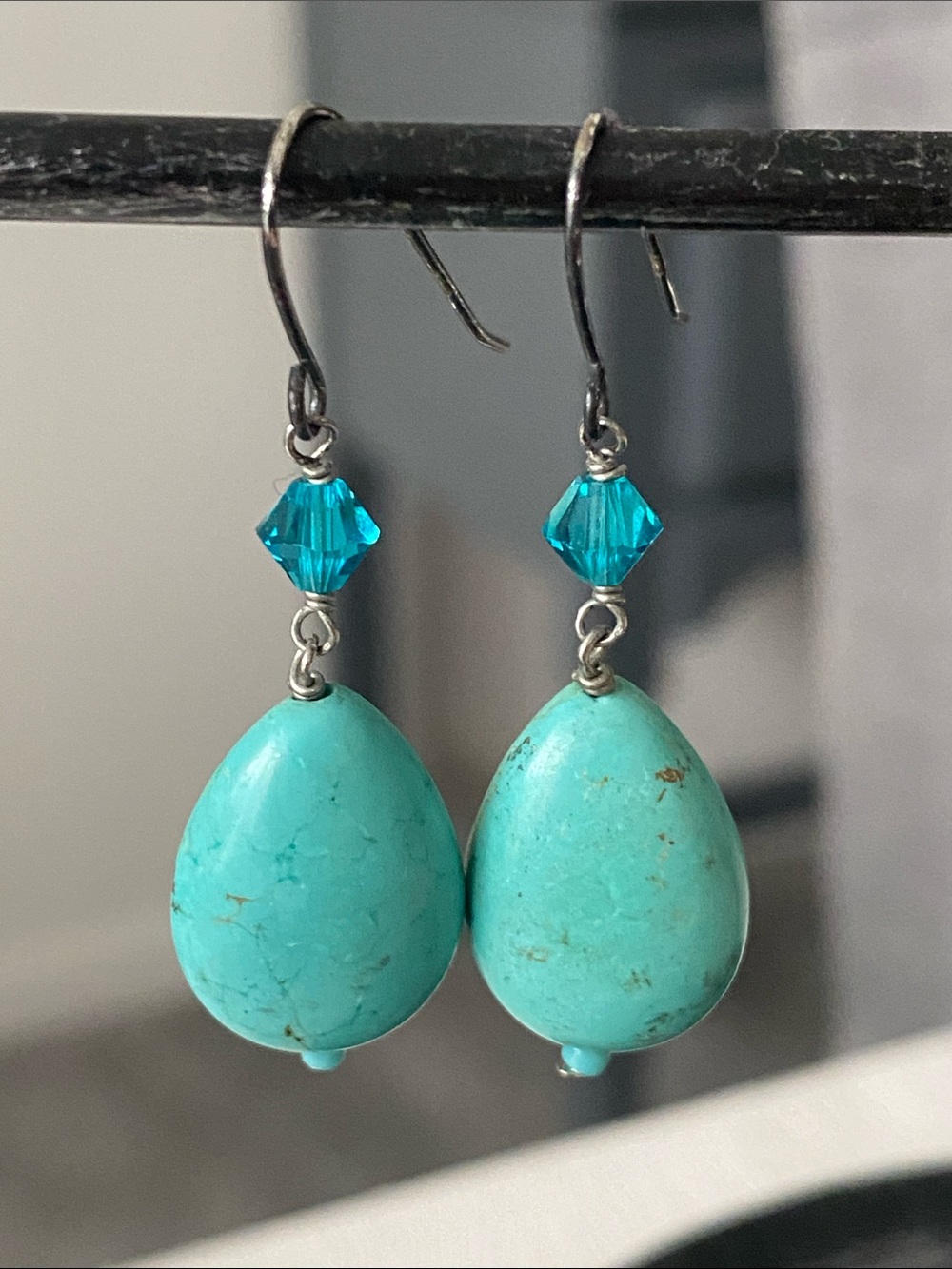 Anthropologie Turquoise Blue Boho Teardrop Dangle Earrings
